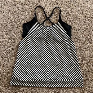 Black and white Athleta Tankini top